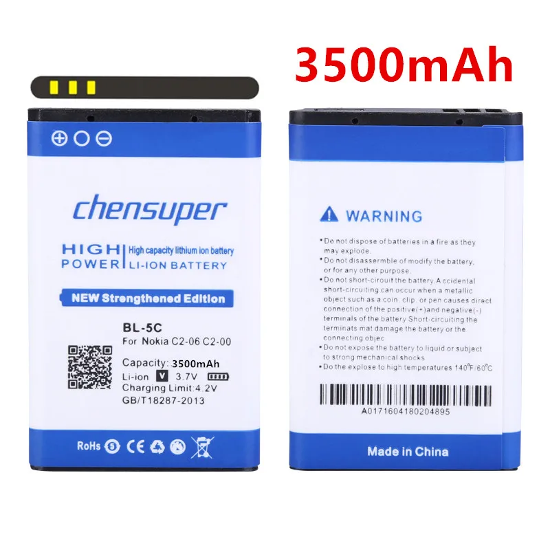 Новинка батарея 3500 мАч для смартфона Nokia фотосессия 5130 USB 1108 1110 1112 1116 1200 1208 1209 |