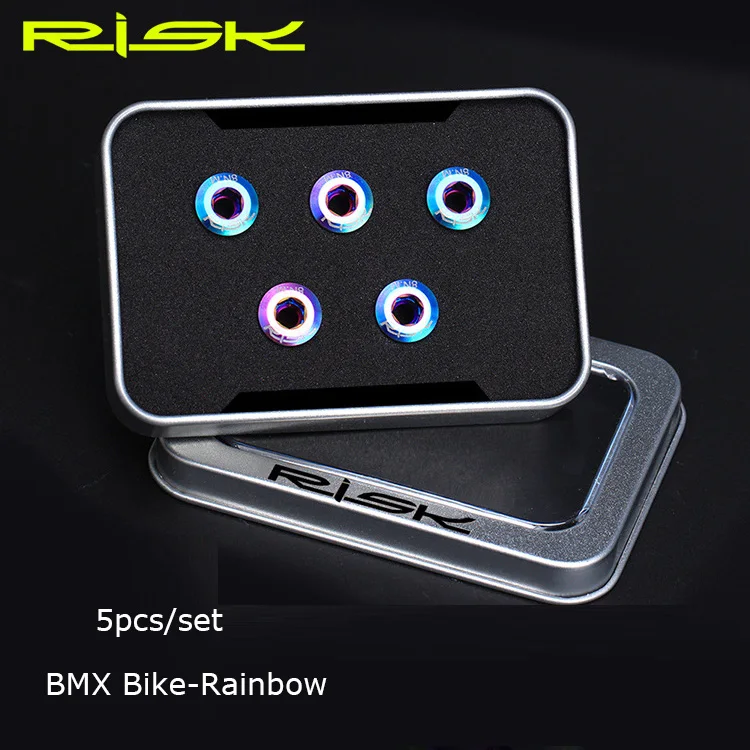 RISK 6,5 мм титановый велосипедный Червячные винты цепи набор MTB BMX велосипедная Звездочка фиксированные болты XT горная велосипедная Экипировка болтовые велосипедные детали - Цвет: 5pcs-Rainbow