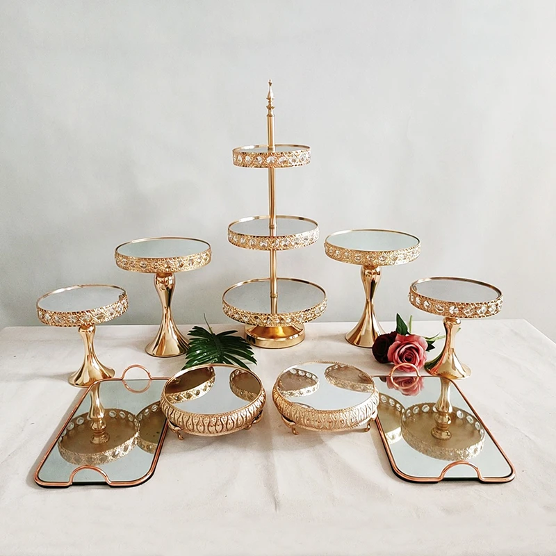 Cake stand dessert stand 3pcs-14pcs/lo Gold antique metal cake stand, Round cupcake stands, Wedding birthday party dessert cupcake pedestal/Display/Plate