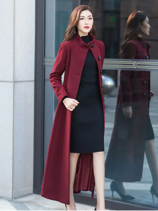 Casaco Feminino Women Plus Size Autumn Winter Cassic Woolen Maxi Long Coat Female Robe Outerwear Manteau Femme