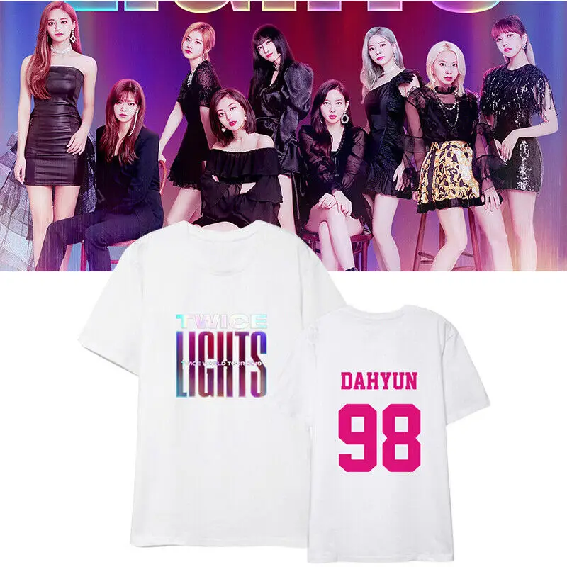 Женская футболка ALLKPOPER KPOP Юко корейская два раза такая же 2019 WORLD TOUR TWICELIGHTS с