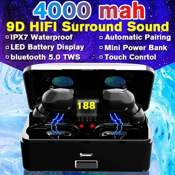 

TWS Wireless bluetooth 5.0 Earphones With Mic Noise Cancelling LED Display Charging Box Waterproof HIFI Stereo Fingerprint Touch