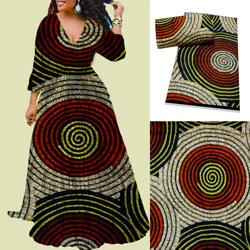 Popular African Wax Ankara Fabric Pagne Wax Kerchief Polyester Sewing Fabric African Wax Print Fabric Material Dress 6 Yards