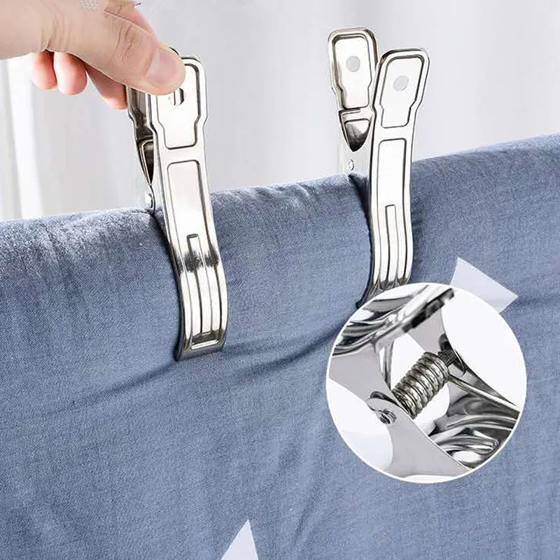 Clothes Pegs 5/10 Pieces Of Stainless Steel Clothespin Hanger Clothes Strong Spring Clothespin Holder Home Decoration Towel Clip Sealing Clip