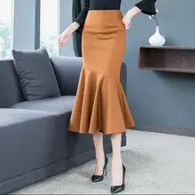 Размера плюс 3Xl сексуальные тонкие юбки с высокой талией рыбий хвост винтажные длинные юбки Русалка