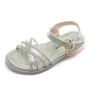 Sandalias de verano para niñas, sandalias de Princesa con diamantes de imitación a la moda, zapatos de suela blanda para niñas y niños, sandalias para niñas niña