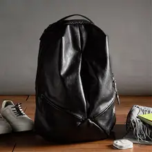 

MTONG Large Capacity Waterproof Boy Schoolbag High Quality Retro Very Soft Leather College Student Backpack For Work And Travel