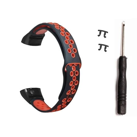 OLLIVAN Double Color Silicon Wrist Strap For Huawei Honor Band 5 4 Bracelet Sport Breath Wristband For Honor Band4 Band5 TPU - Цвет: Red