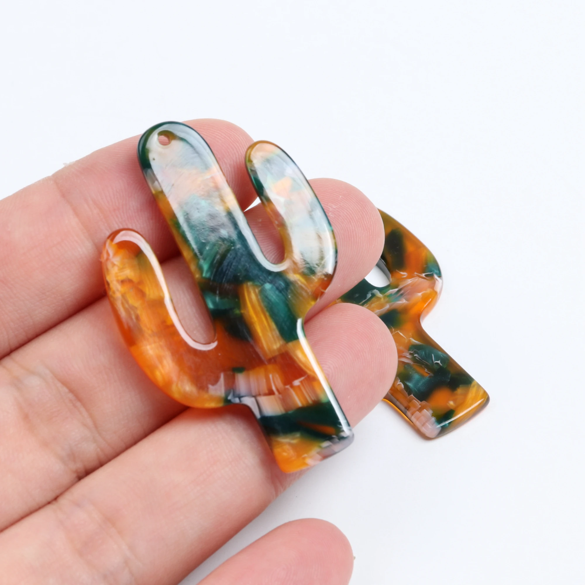 10pcs Tortoise shell acetate acrylic light blue semicircle charm pendant jewelry earrings findings supplies 48*30mm 1095P