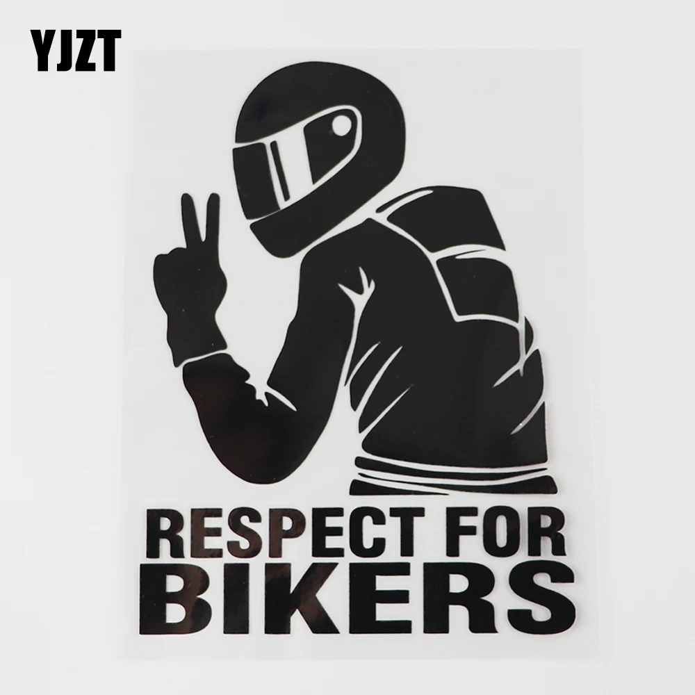 YJZT 12.1CMX16.4CM Lovely Respect For Bikers Decal Vinyl Car Sticker Black/Silver 8A-1002 | Автомобили и мотоциклы