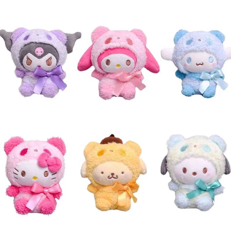 10 см Kawaii Sanrio аниме Kuromi Melody Cinnamoroll Kt Cat Purin Dog плюшевая игрушка брелок с животными