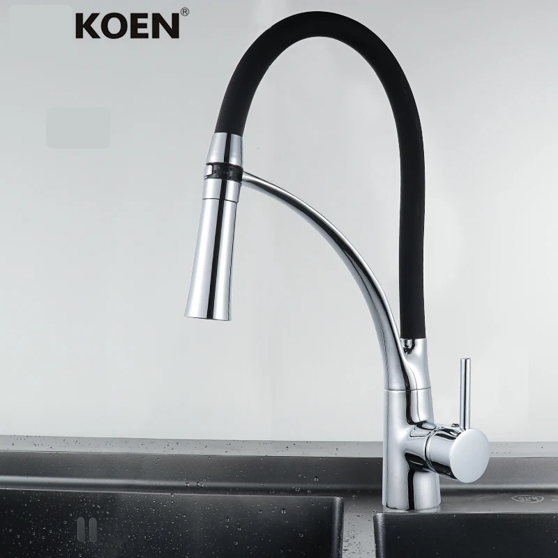 

Black and white Kitchen Sink Faucet Hot Cold Water Mixer Faucets for Kitchen Pull out tap Crane 2 Function Spout 6001