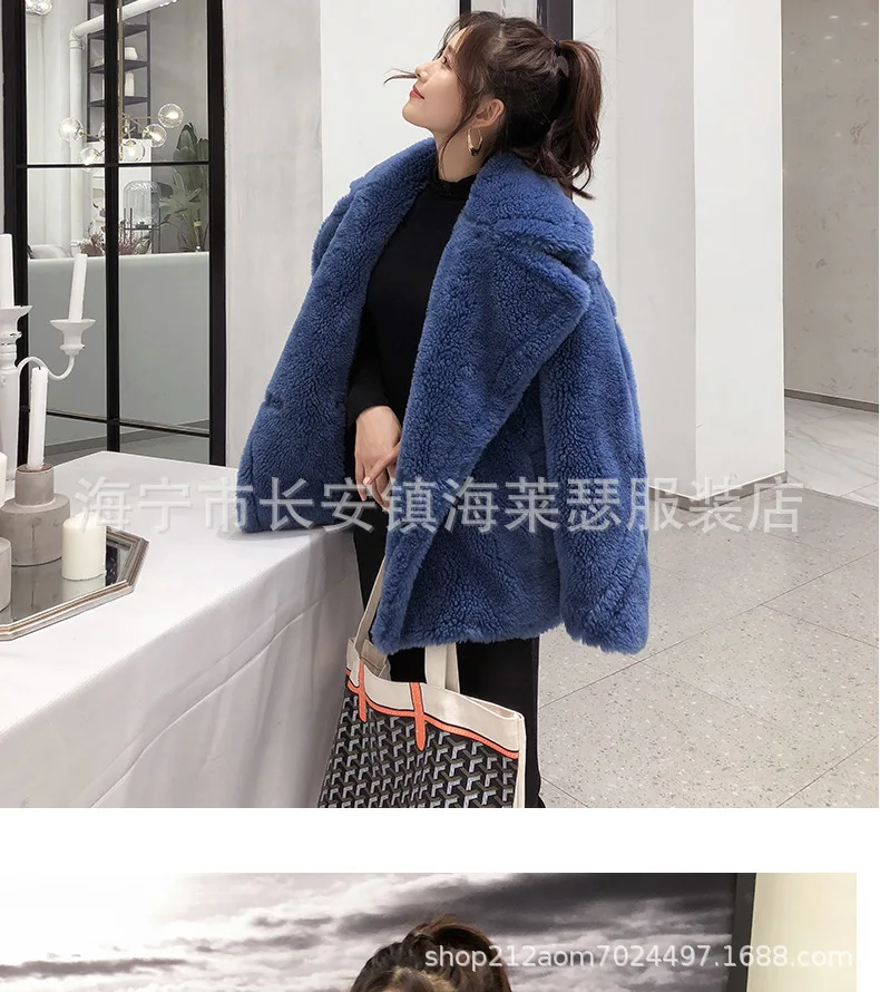 Пальто из натурального меха женская зимняя куртка женская одежда корейские плюшевые пальто из натуральной овечьей шерсти Женская Верхняя теплая куртка Hiver 181