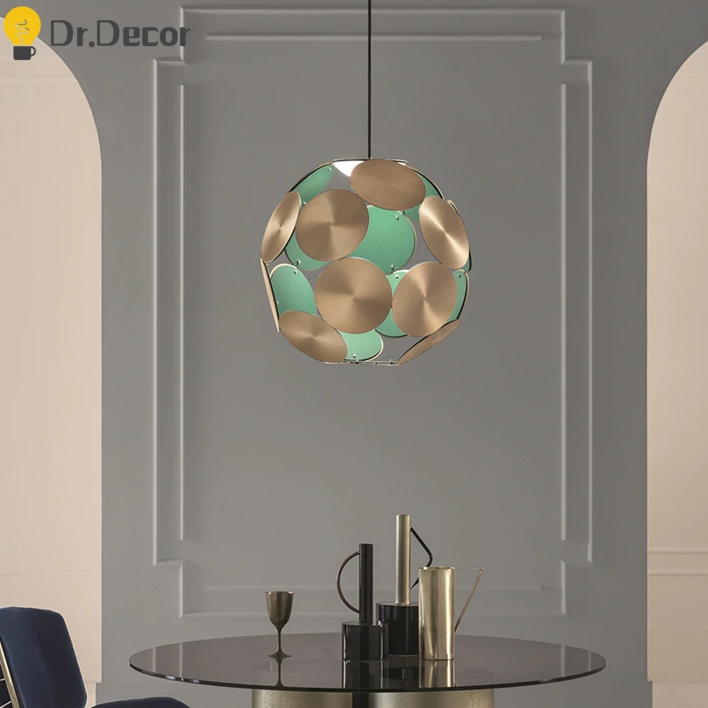 

Modern Creative Round Pendant Lights Nordic Cafe Kitchen Hanging Lamps Ball Iron Home Decor Living Room Pendant Light Fixtures