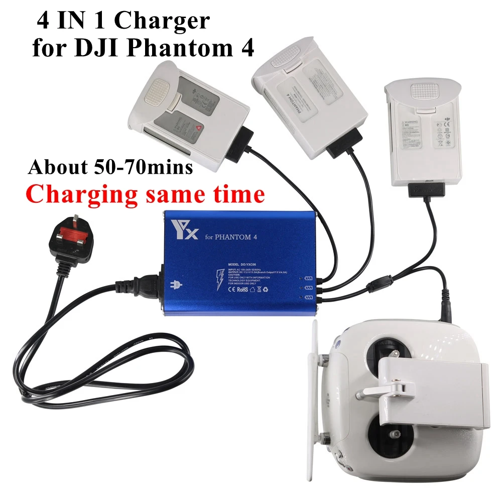 

4In1 Intelligent For DJI Phantom 4/4PRO/+/4A Drones Battery Remote Controller Charger Smart Fast Charging Same Time Hub Parts