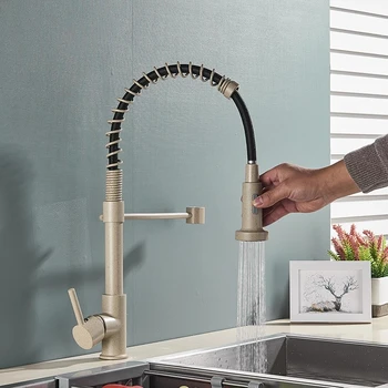 Rubinetto della cucina Estraibile Miscelatore da piano Miscelatore con rotazione di 360 gradi Lavello Rubinetti caldi e freddi Miscelatore da cucina monocomando 1