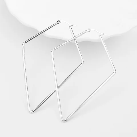 New Stainless Steel Geometric Big Hoop Earrings for Women 30/40/50/60mm Simple Square Sleeper Earring Fashion Jewelry Gift