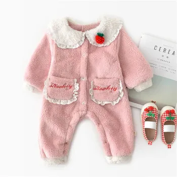 

Baby Winter Clothes Fleece Cute Baby Romper For Girl Jumpsuit Lace Princess Baby Girl Romper Toddler Pajamas Jumpsuit Overalls