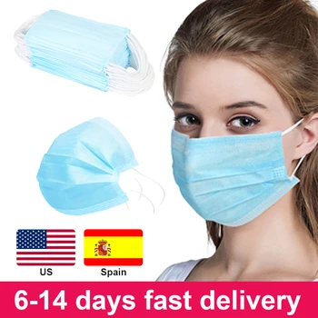 

50/100Pcs Three-layer Protection Non Woven Disposable Dust Face Mouth Masks Anti-Dust Earhook Mask Flu