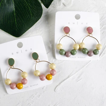 

AENSOA 2020 Trendy Beads Round Drop Earrings for Women Girl Handmade Colorful Ball Dangle Statement Earrings Jewelry Wholesale