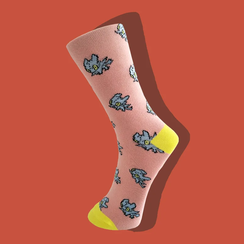 Носки с принтом аниме «Как приручить дракона»; забавные персонализированные мужские носки из хлопка с рисунком «Ночная фурия»; дышащие впитывающие пот осенние носки