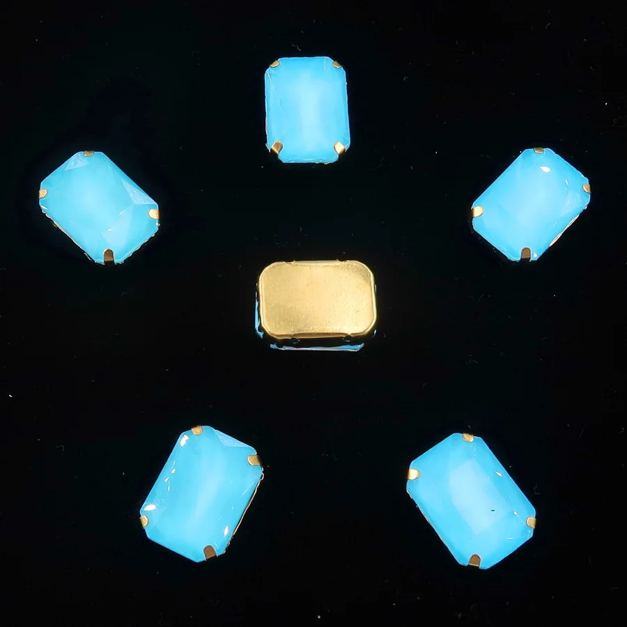 A3 Aquamarine Настройки золотых когтей 20 шт./упак. 13x18 мм желе конфеты и из цветного стекла кристалл прямоугольной формы пришить на свадьбное платье со стразами diy - Цвет: A3 Aquamarine