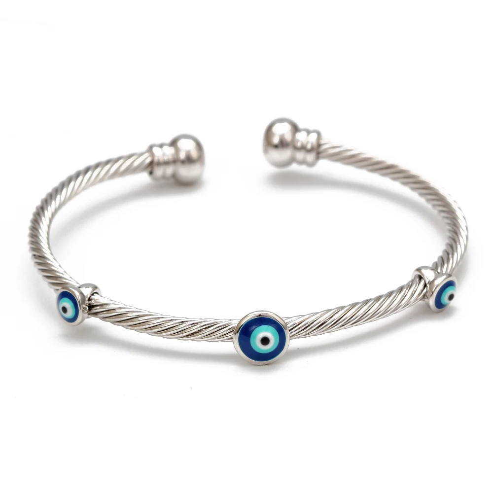 Lucky Eye Dropping Oil Turkish Evil Eye Bangle Bracelet Gold Silver Color Bangles Gifts Women Men Fashion Jewelry EY6761