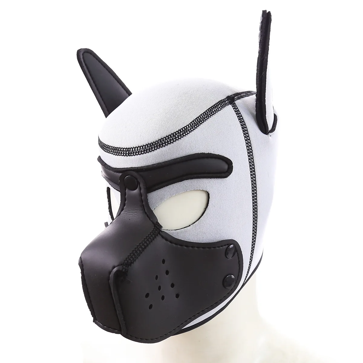 Soft Padded Rubber Neoprene Puppy Cosplay Role Play Dog Mask Full Head with Ears 