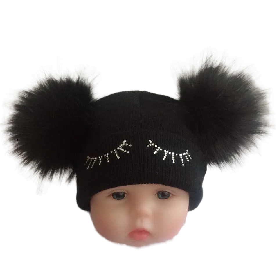 children's winter infant newborn baby kids faux fur wool hat cap beanie