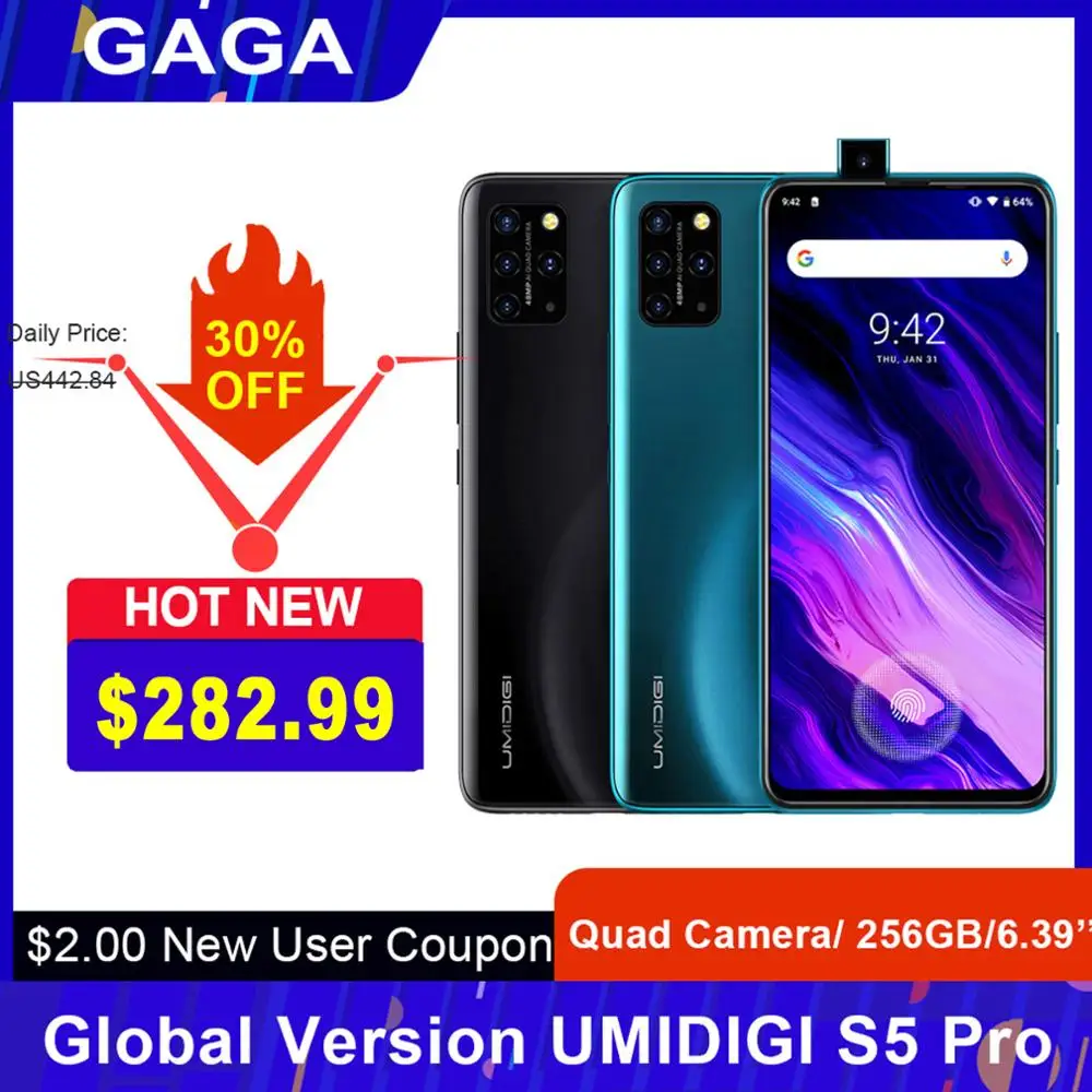 UMIDIGI S5 Pro 4G смартфон экран 6 39 дюймов ГБ 256 Android 10 4680 мАч|Смартфоны| |