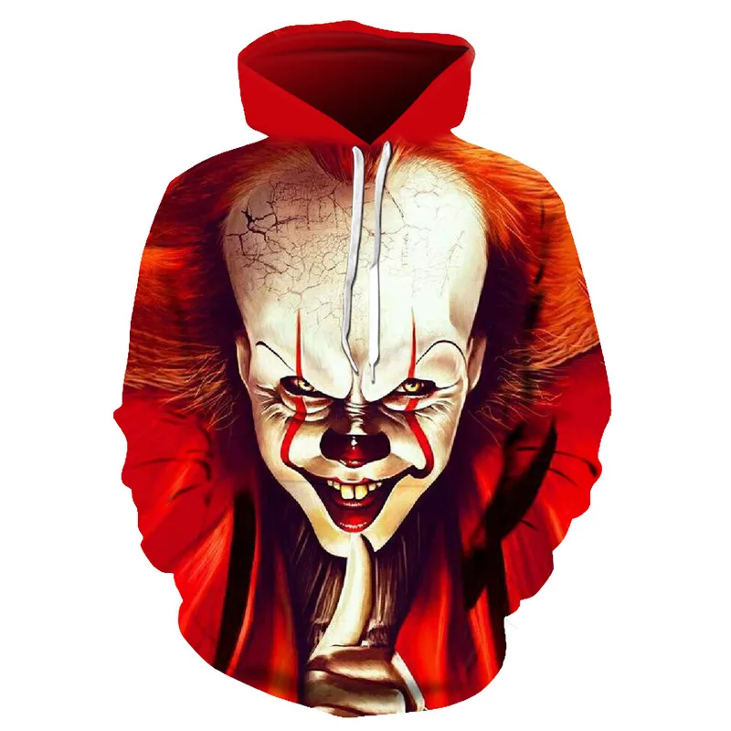 Movie IT Pennywise клоун Стивен Кинг 1990 толстовка с капюшоном из фильма ужасов, толстовка для косплея, спортивный костюм, толстовка с принтом для мужчин - Цвет: LMSG-001