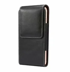 Leather Belt Clip Phone Case Men Waist Bag Holster Pouch - (S) 4.7 - 5.4 Inch (Vertical style)
