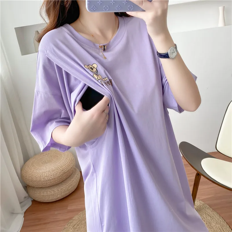 

Lovely Dog For Nursing Mothers Dresses For Pregnant Women Everyday Loose Casual Short Sleeve Maternity Clothes 9095
