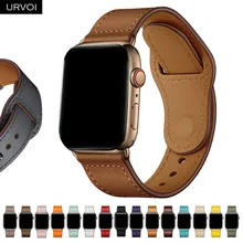 URVOI ремешок для apple watch серии 5/4 3/2/1 спортивный ремешок натуральная Swift кожаный ремешок для наручных часов iWatch, пальцем и tuck ручной работы