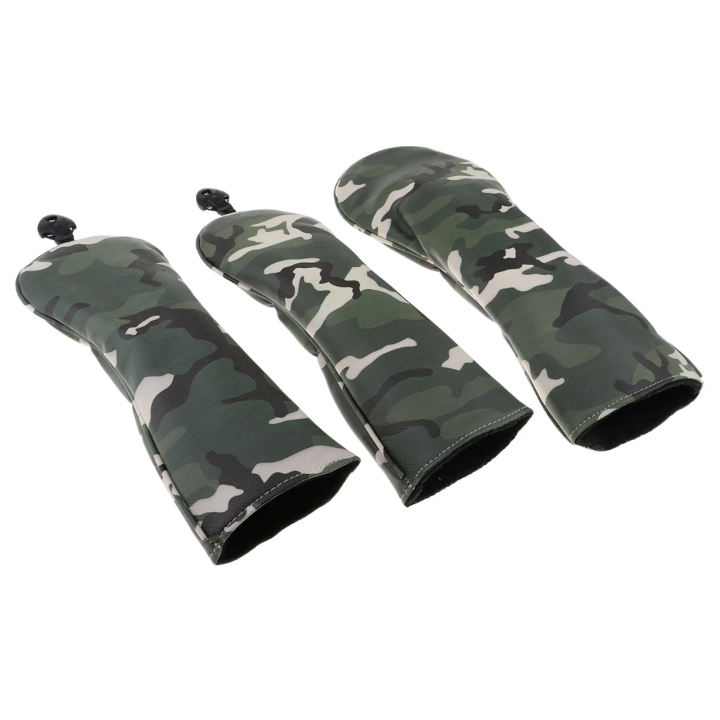 Green Camo 3 шт./компл. водонепроницаемый спортивный гольф-клуб головной убор 460cc драйвер деревянная головка крышка Рождественский подарок - Цвет: Green Camo