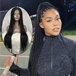 Full Lace Synthetic Braided Wigs For Black Women Crochet Box Wig Braid 30 Inches Braiding Hair Wholesale Africa America Wigs