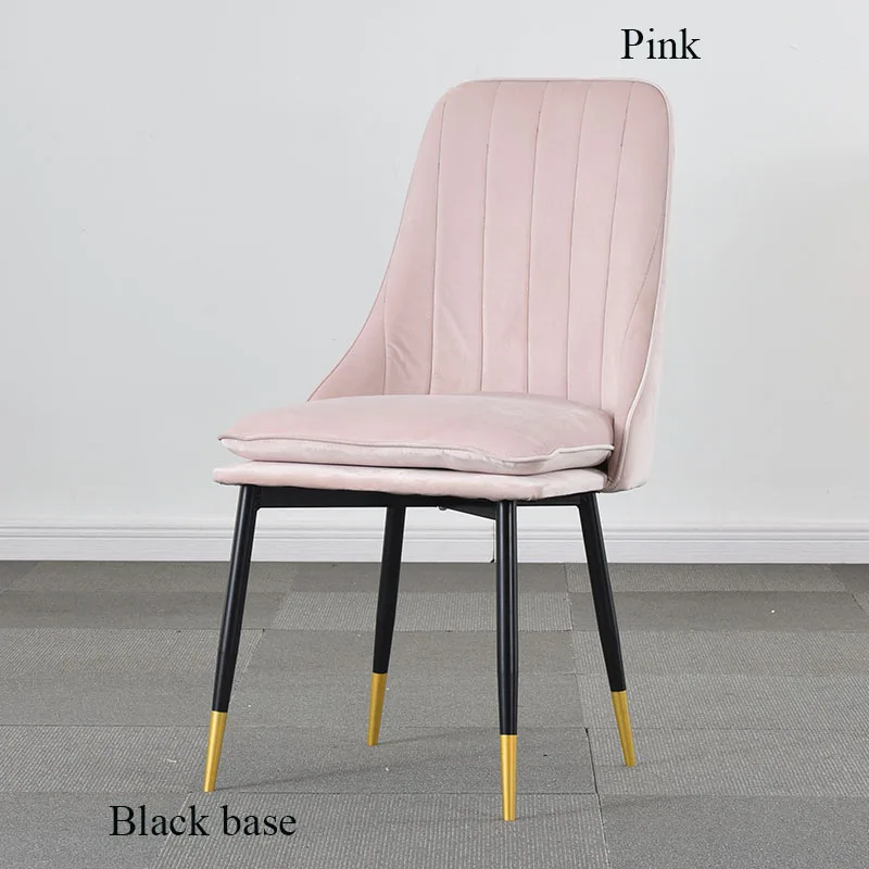 Black base Pink Современный минималистичный губчатый бархат ресторанная мебель стул ресторан современный Pu китайский железный стул деревянный кухонный обеденный стул отдых - Цвет: Black base Pink