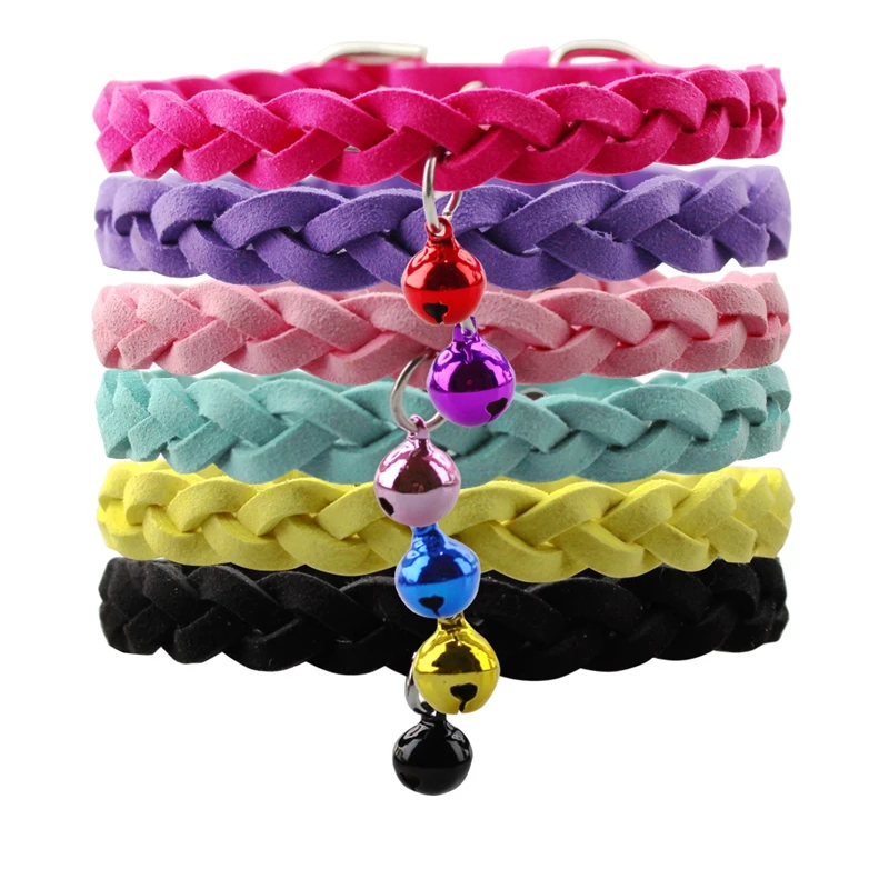 Dog Collar Braided Puppy Cat Pet Collars with Bell Adjustable Pets Product Small Dog Collars Pet Accessories Dog Collar