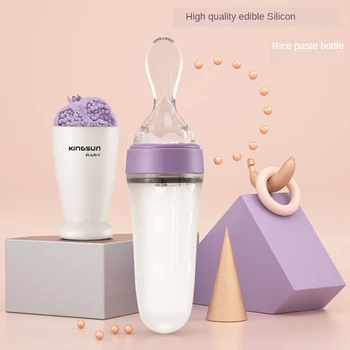 

Silicone rice noodle feeding rice paste spoon rice paste bottle custom baby feeder baby food utensils baby feeding baby spoon