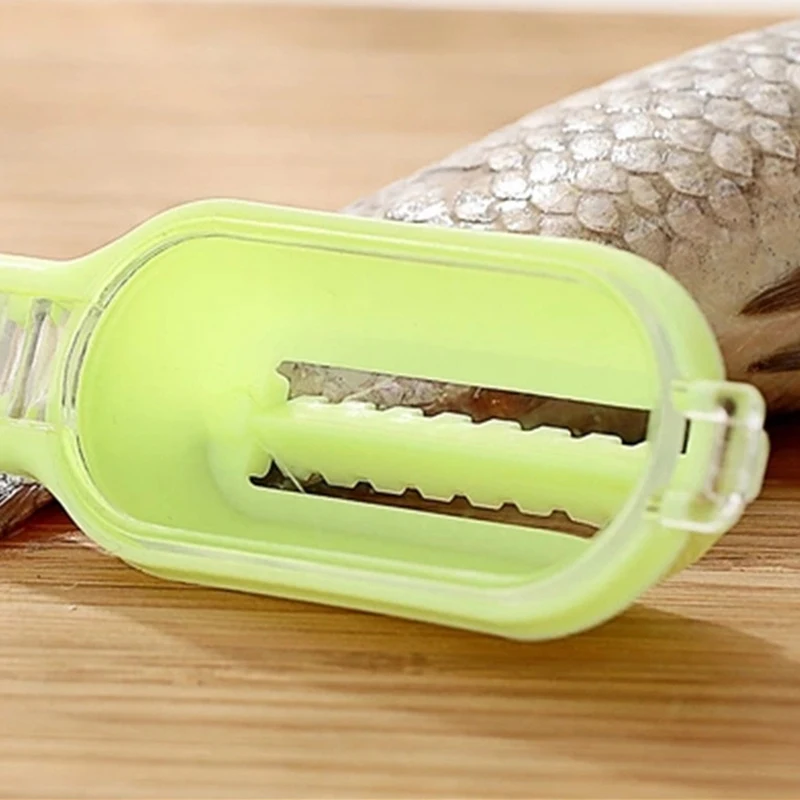 Fish Scale Scraper Descaler Accessories Holder Kitchen Knife Plastic Fish Skin Scraper Cleaner Brush Cooking Tool Random Color