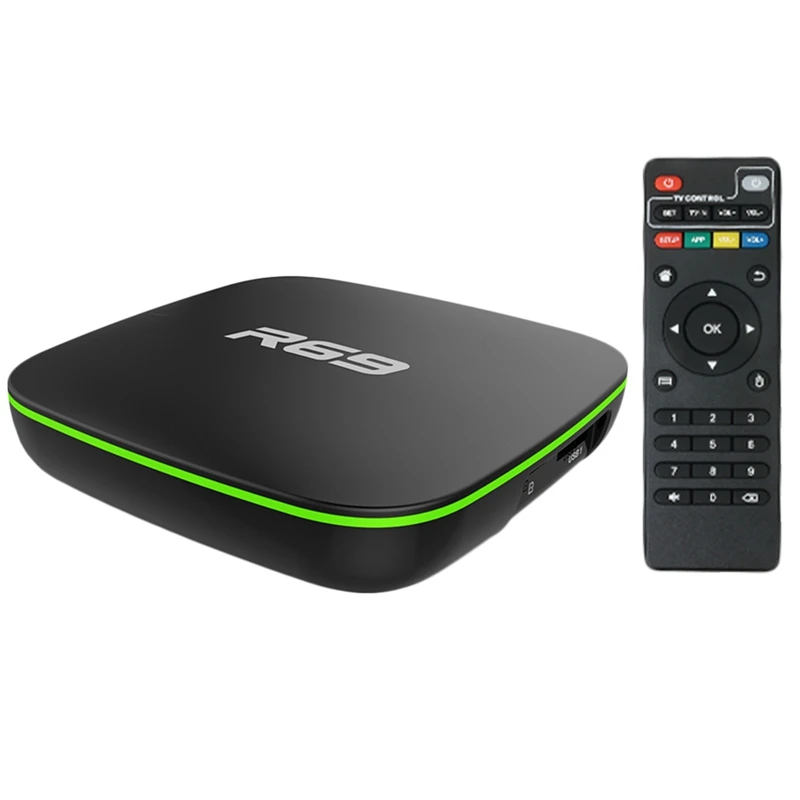 R69 Smart Android 7,1 ТВ приставка 2,4G Wifi H3 четырехъядерный телеприставка 1080P Hd 3D фильм медиаплеер Us Plug 1 ГБ 8 ГБ
