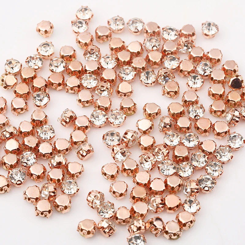 Rose Gold TearDrop Triangle Rivoli Round Rhinestones FlatBack Dress Glass  Stones Sewing Rhinestone Stones For Jewelry Clothes