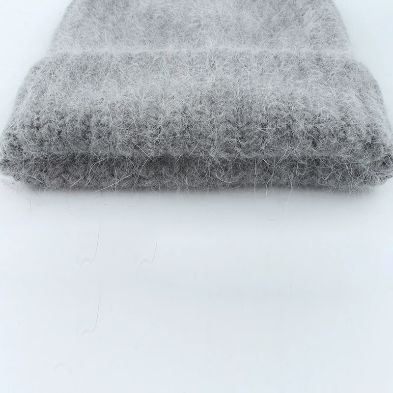 70% Angola Rabbit Fur Knitted Hat Womens Skullies Beanies Soft Warm Winter Hat For Women Girl 's Hat Female Ski Cap