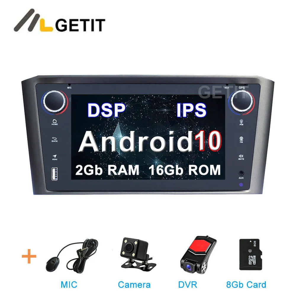 DSP ips Android 10 автомобильный dvd-плеер стерео для Toyota Avensis T25 2002-2008 с wifi BT C ar gps радио - Цвет: 2G CAM-DVR-SD DSP