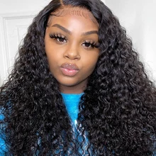 

Deep Wave Frontal Wig 13x4 Lace Front Wig Remy Brazilian Human Hair Wigs For Women Pre Plucked HD Transparent Lace Frontal Wig