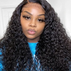 Deep Wave Frontal Wig 13x4 Lace Front Wig Remy Brazilian Human Hair Wigs For Women Pre Plucked HD Transparent Lace Frontal Wig