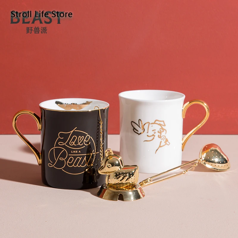 

Nordic Mug Couple's Coffee Cup Creative Cute Water Cup Set Cups and Mugs Couple Mug Friends Canecas Birthday Gift Box CM066