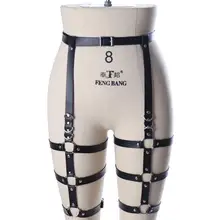 Черный пояс с подвязками кожаный ремень для ног готическое сексуальное нижнее белье Связывание Высокая талия чулок для женщин Чулки для танцев Rave Вечерние