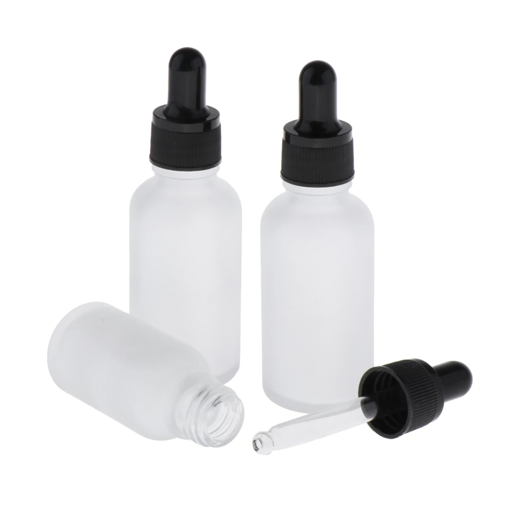 3Pcs Empty Eye Dropper Bottles Essential Oils Dispenser Perfume Glass Liquid Pipette Vials 30ml
