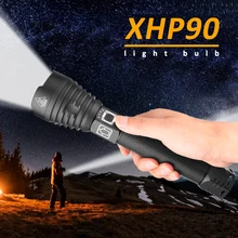 Полицейский 250000LM XHP90 светодиодный USB Перезаряжаемый мощный яркий фонарь, фонарь, фонарь с зумом